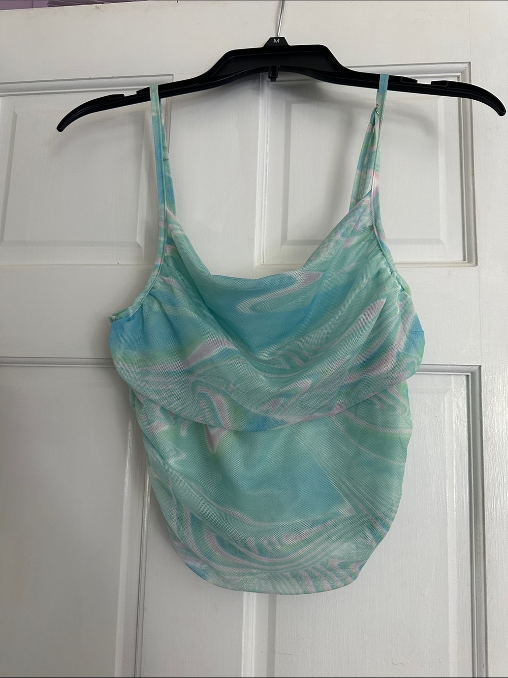 Cotton Candy Aqua Marble Draped Cami Tank Island Gypsy